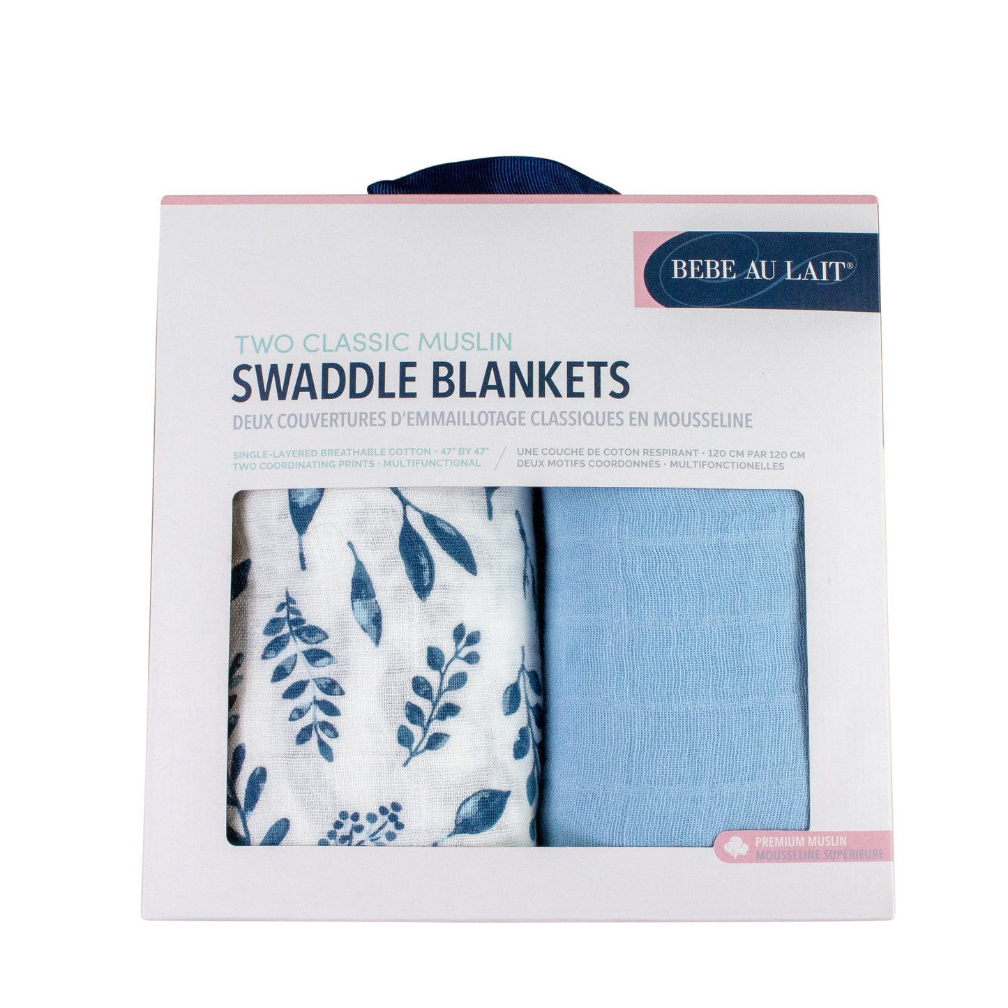 Blue Leaves & Cornflower Class Muslin Swaddle Blanket Set