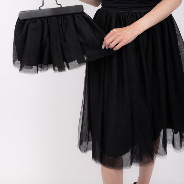 High Waisted Tulle Skirt - Black Mini