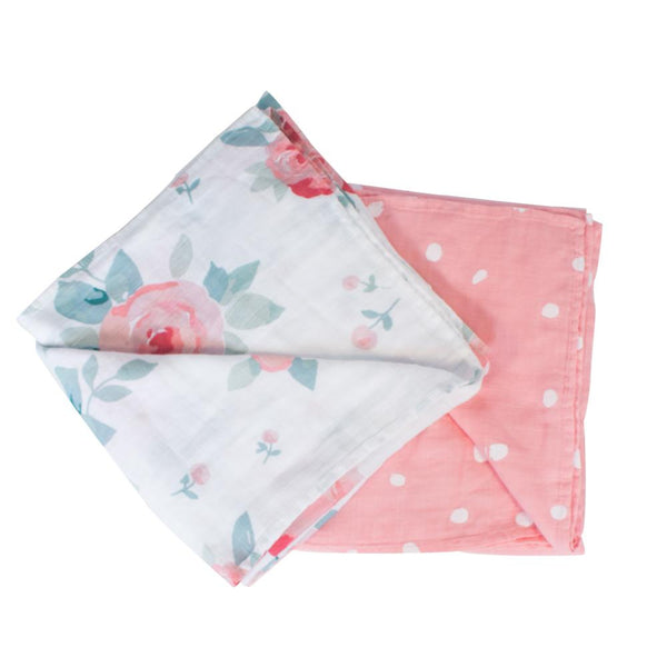 Rosy + Dewdrops Muslin Swaddle Blanket Set
