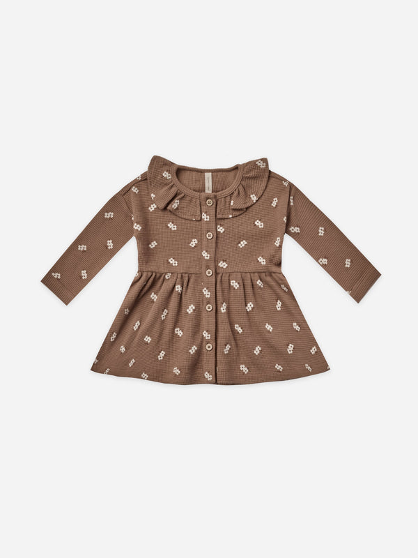 Waffle Button Dress | Cocoa Floral