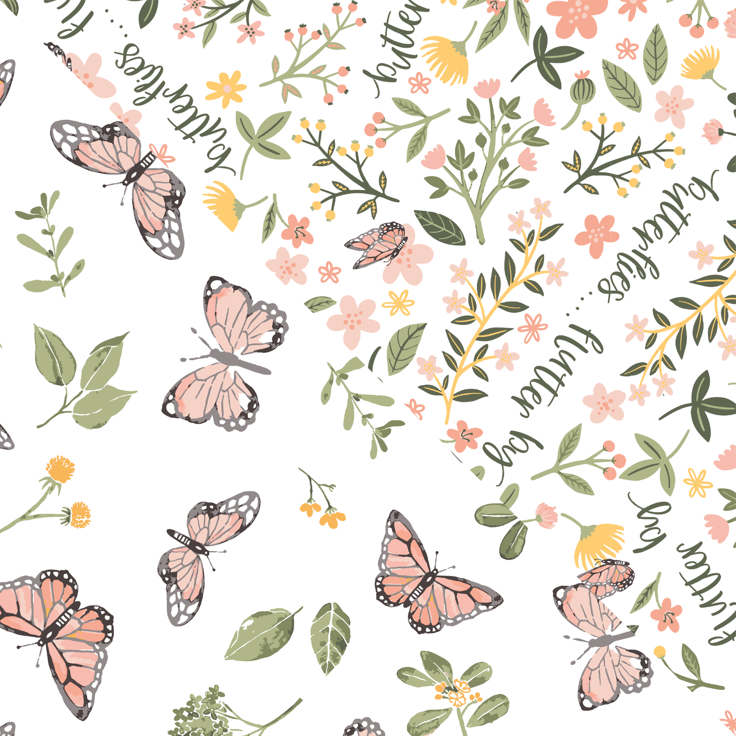Butterfly + Flutterby Muslin Burp Cloth Set