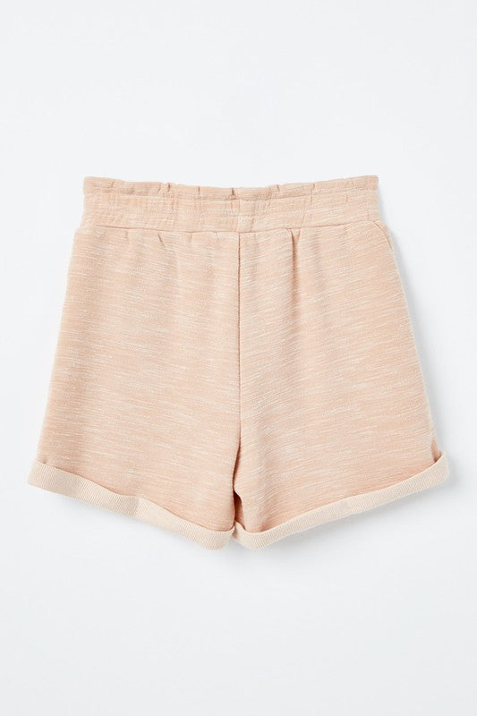 Blush Roll-Cuff Knit Shorts