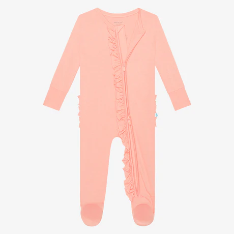 Spring Blossom Footie Ruffled Zippered One Piece