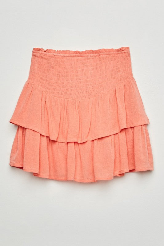 Pink Smocked Ruffle Skirt