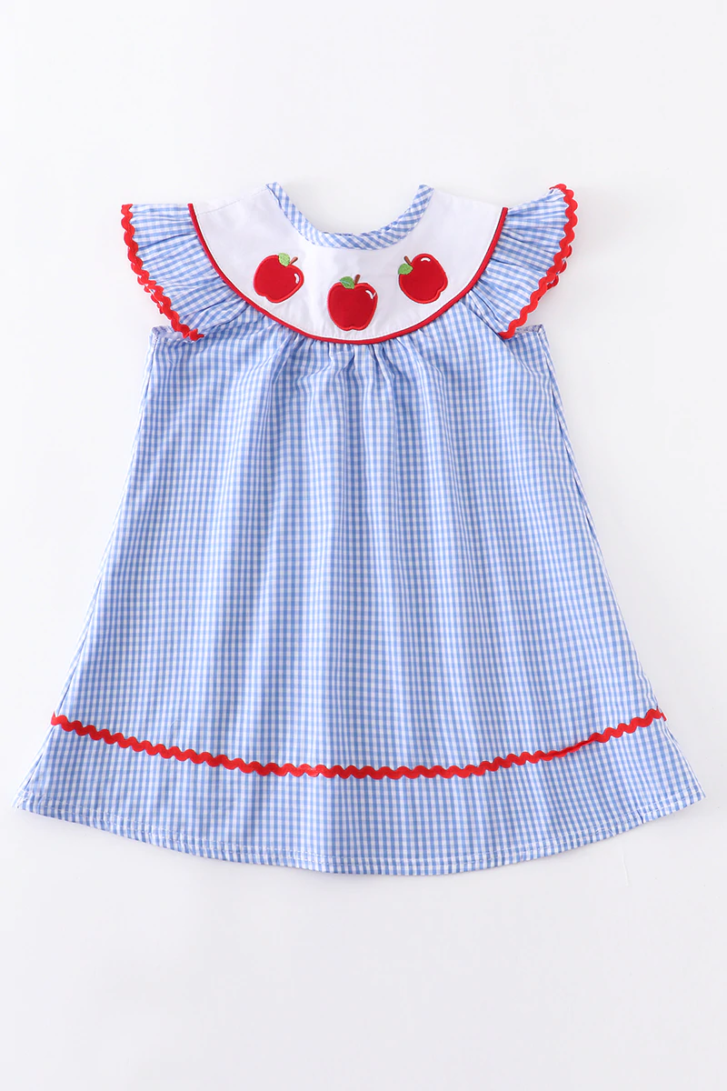 Back To School Apple Embroidery Dress